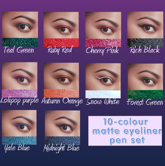 Matte Eyeliner Liquid Pen 10 Colours-Set